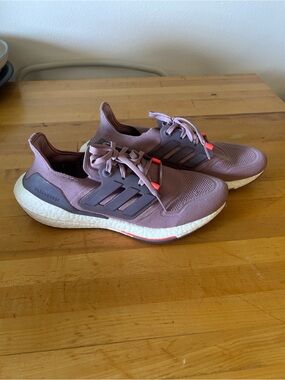 Adidas Women's Ultraboost Mauve Knit Running Sneakers with Coral Accents